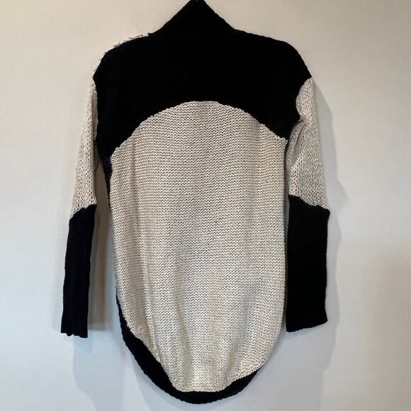 Helmut Lang silk wool alpaca blend turtleneck sweater black ivory small - Picture 4 of 9